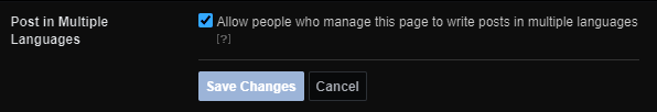 Facebook page settings post in multiple languages